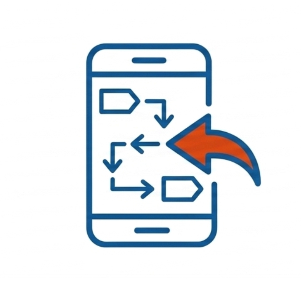 Icon Handy mit digitalen Wegen